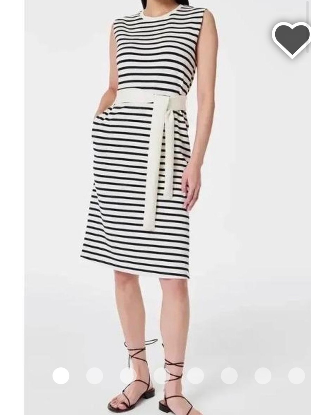 SPANX Black and White Striped Dress with Self-Tie Belt XS